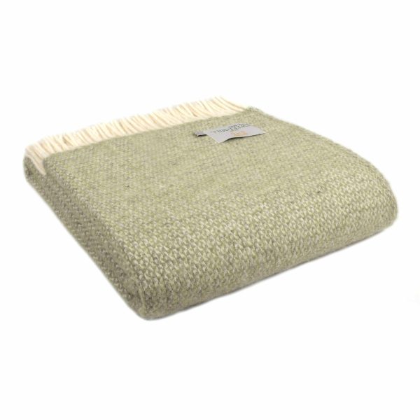 Illusion Green Grey Throw Blanket In Pure New Wool
