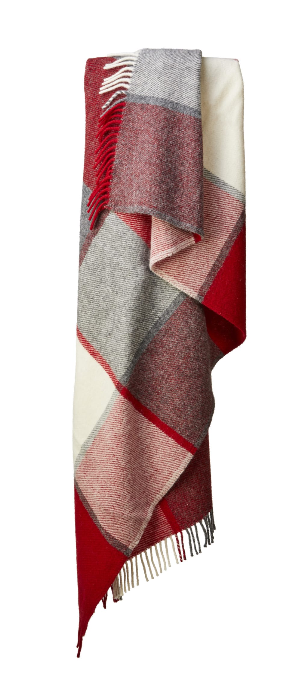 Pure New Wool Red Block Check Throw