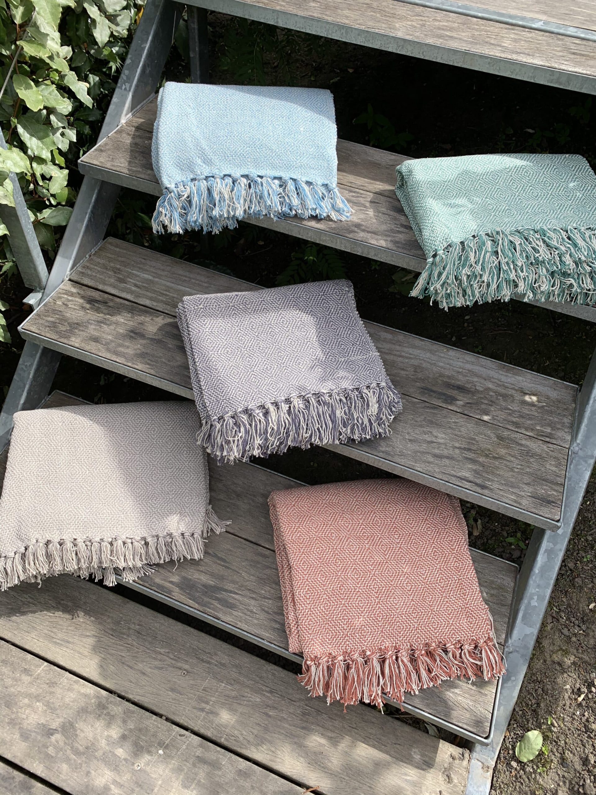 Souk Geometric Hand Woven Throw In Sky Blue