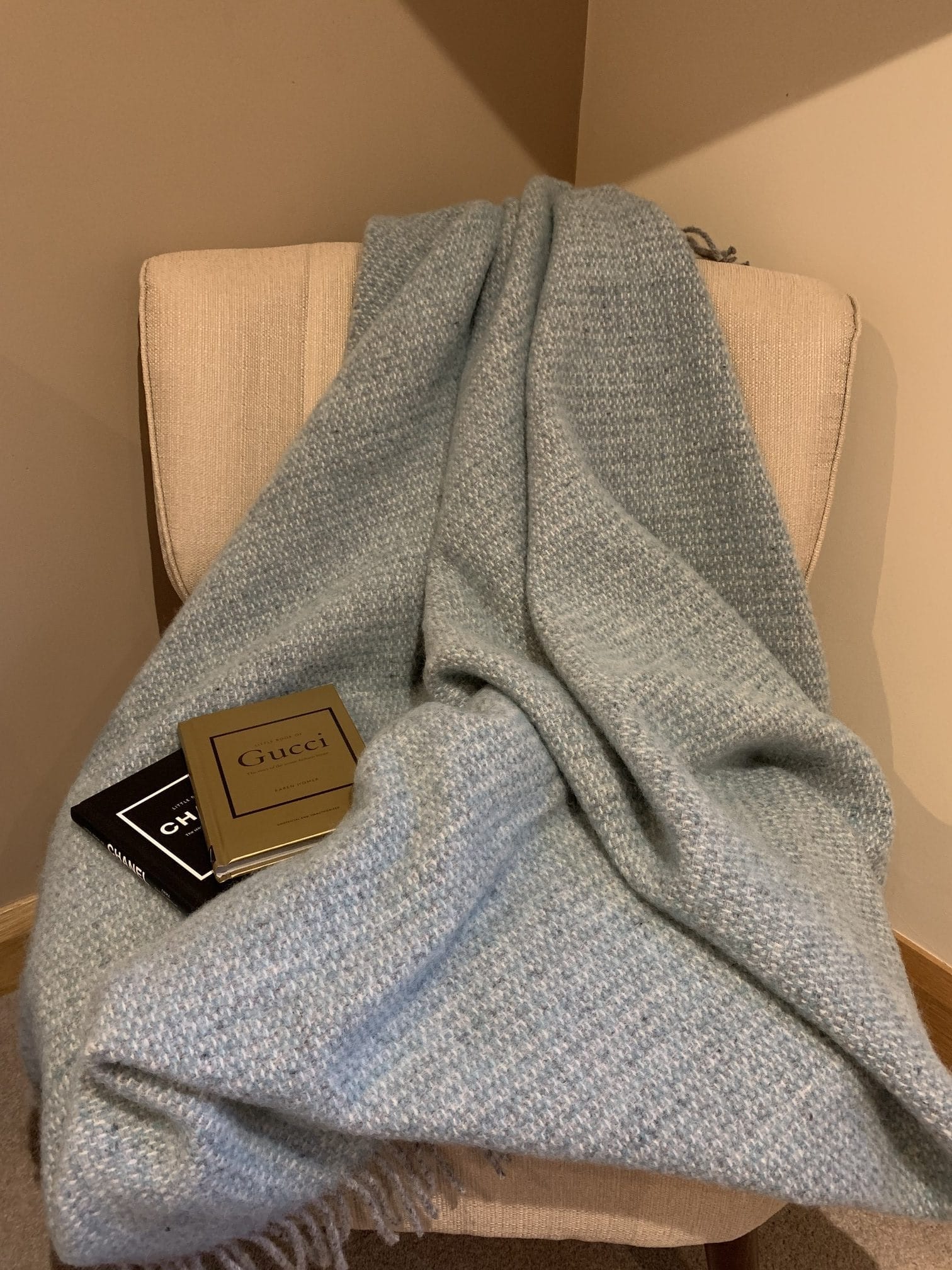 Pure New Wool Illusion Throw in Spearmint and Grey