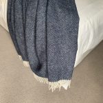 Extra Large Herringbone Pure Wool Throw in Navy