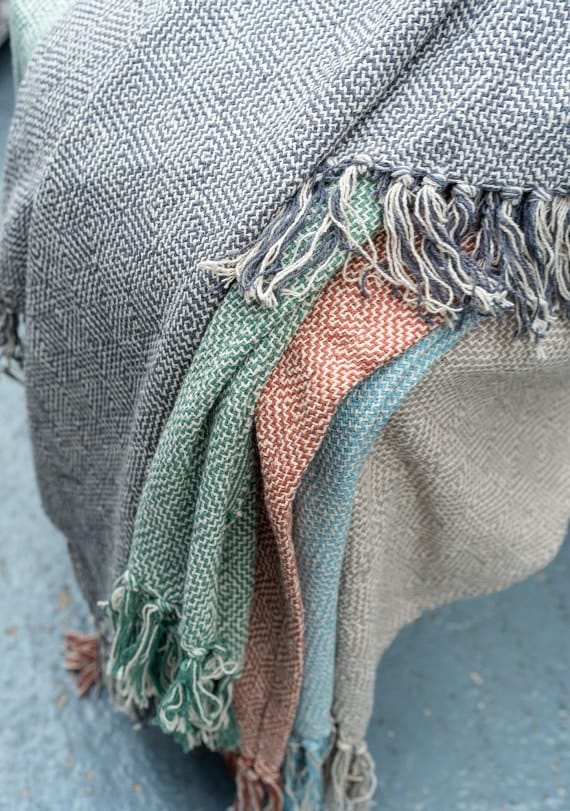 Souk Geometric Hand Woven Throw In Sky Blue
