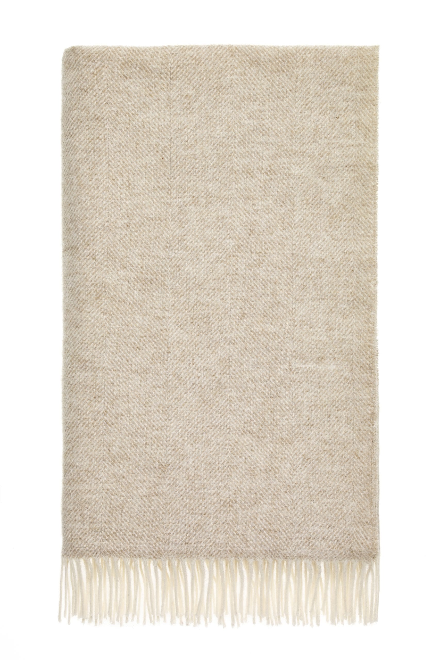 Herringbone Pure Wool Throw in Natural