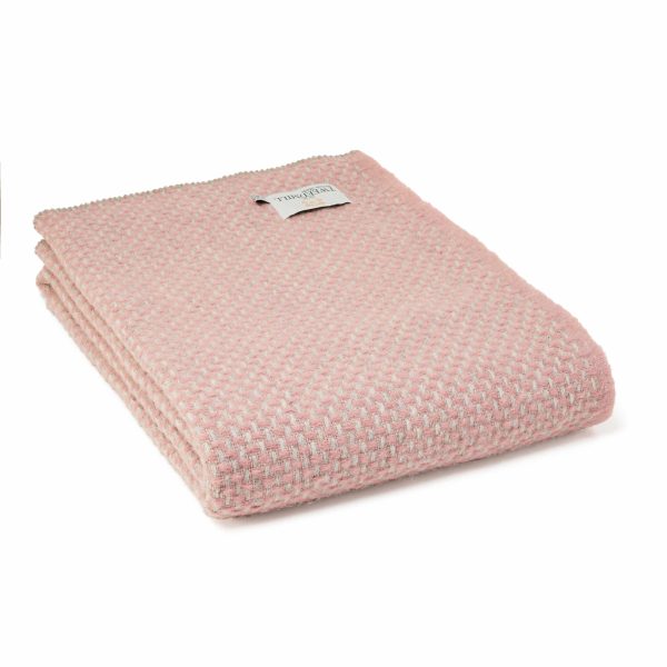 Pure New Wool Twill Throw in Pink / Grey- Large size