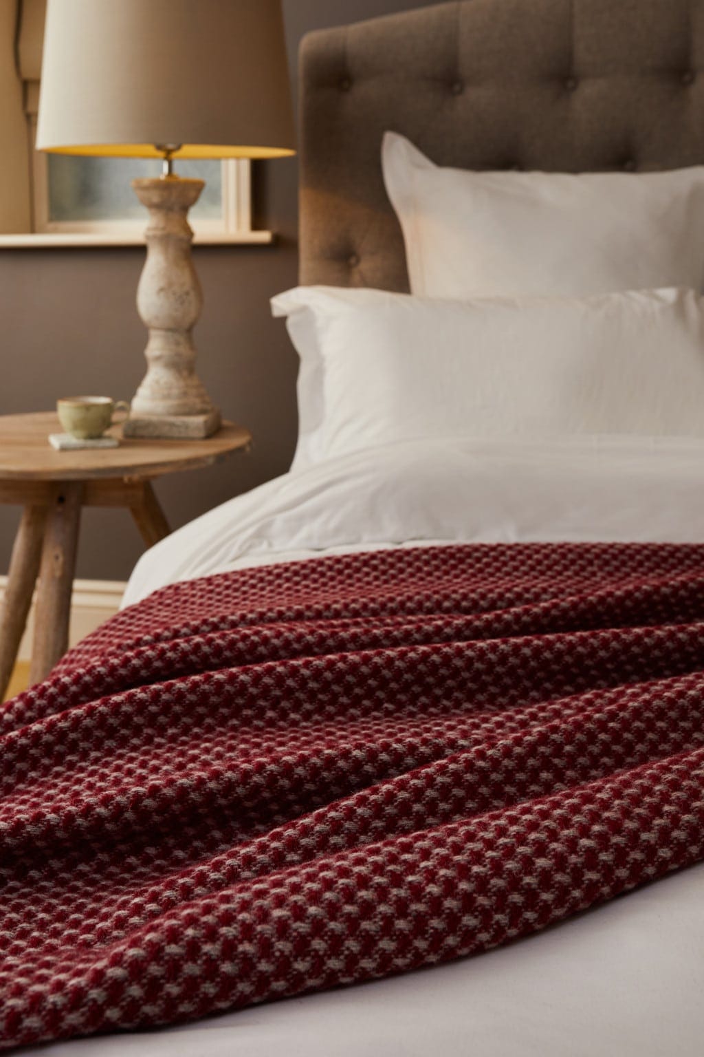 Pure New Wool Twill Throw in Chilli Red- Large size