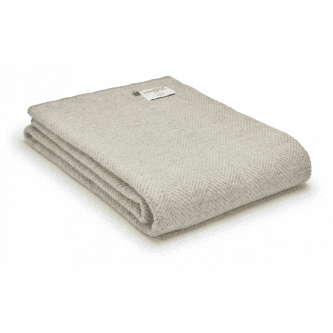 Pure New Wool Fishbone Throw in Silver Grey