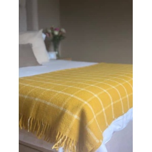 Chequered Check Throw In Mustard