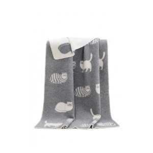 Cat Themed Reversible Pure New Wool Throw