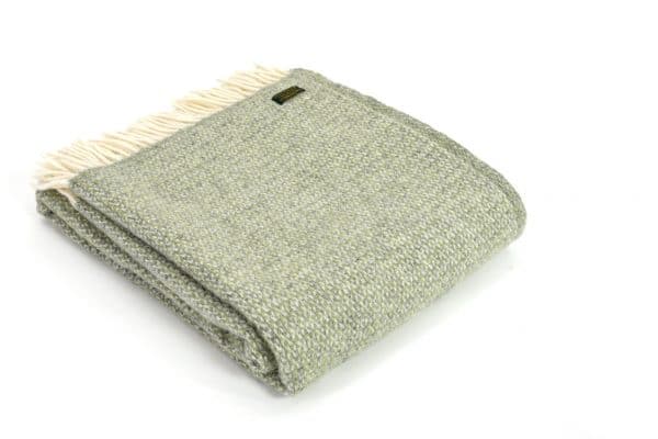 Pure New Wool Illusion Throw in Green and Grey