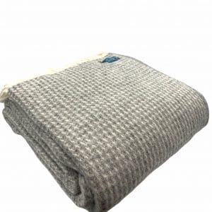 Pure New Wool Light Grey Waffle Extra Large Throw