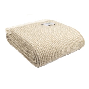 Pure New Wool Oatmeal Waffle Extra Large Throw