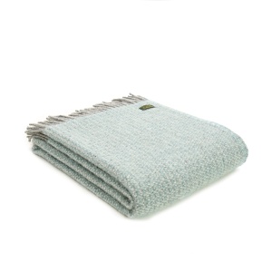 Pure New Wool Illusion Throw in Spearmint and Grey
