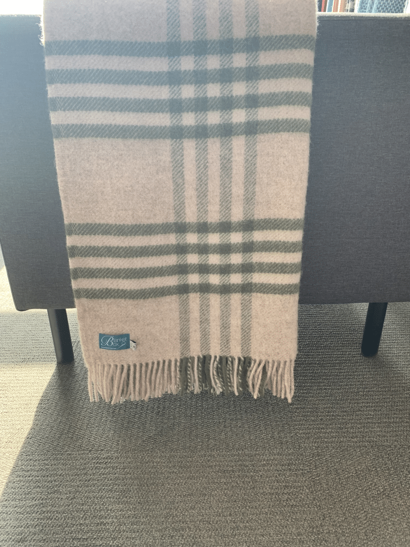 Hex Check Olive Extra Large Pure New Wool Throw